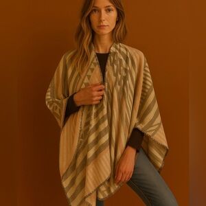 Alexa Rose Gray Pink Boho Poncho Blanket Scarf Size Os